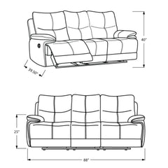 Reclining Sofa - Gray PU Leather - Dave