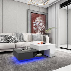 Living Room Table with LED - Gray and White - 49 in