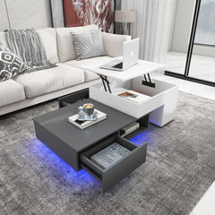 Living Room Table with LED - Gray and White - 49 in