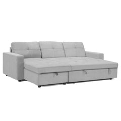 Reversible Sectional L-shaped Sofa Bed - Gray Fabric - Abby