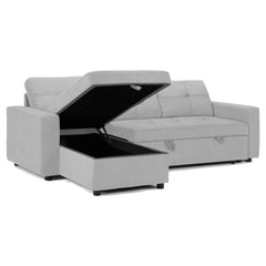 Reversible Sectional L-shaped Sofa Bed - Gray Fabric - Abby