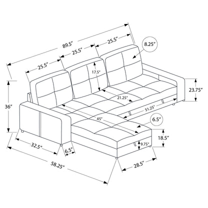 Leana - Sofa Lit Sectionnel Réversible - Tissu Bleu Pâle