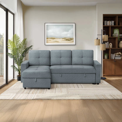 Leana - Sofa Lit Sectionnel Réversible - Tissu Bleu Pâle