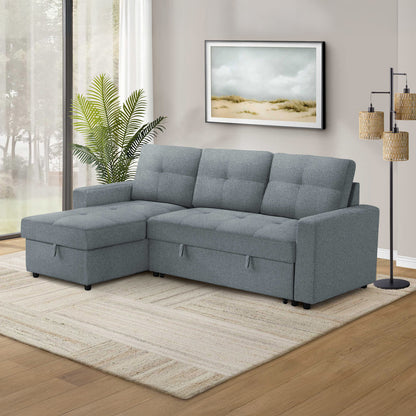 Leana - Sofa Lit Sectionnel Réversible - Tissu Bleu Pâle