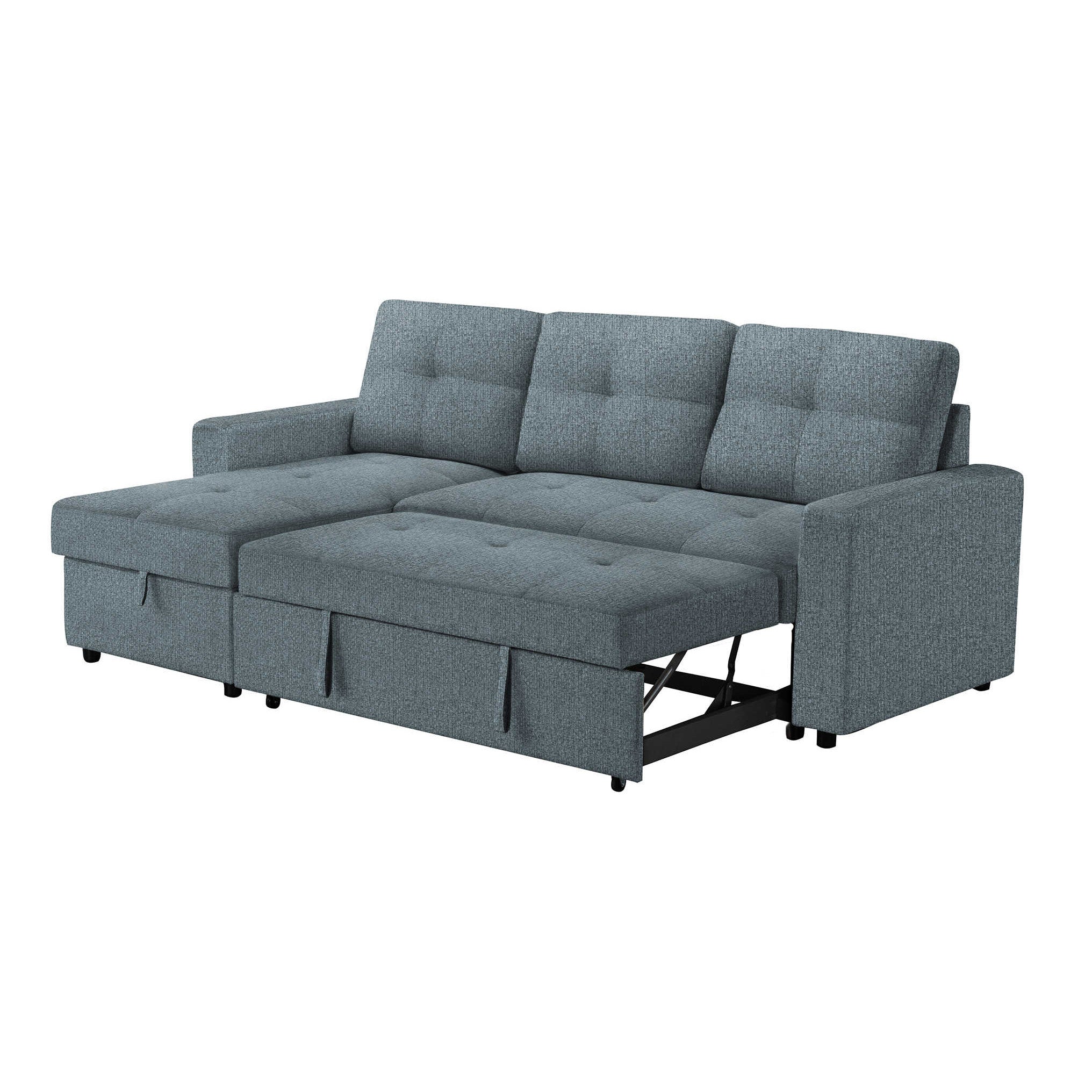 Leana - Sofa Lit Sectionnel Réversible - Tissu Bleu Pâle