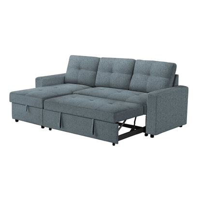 Leana - Sofa Lit Sectionnel Réversible - Tissu Bleu Pâle