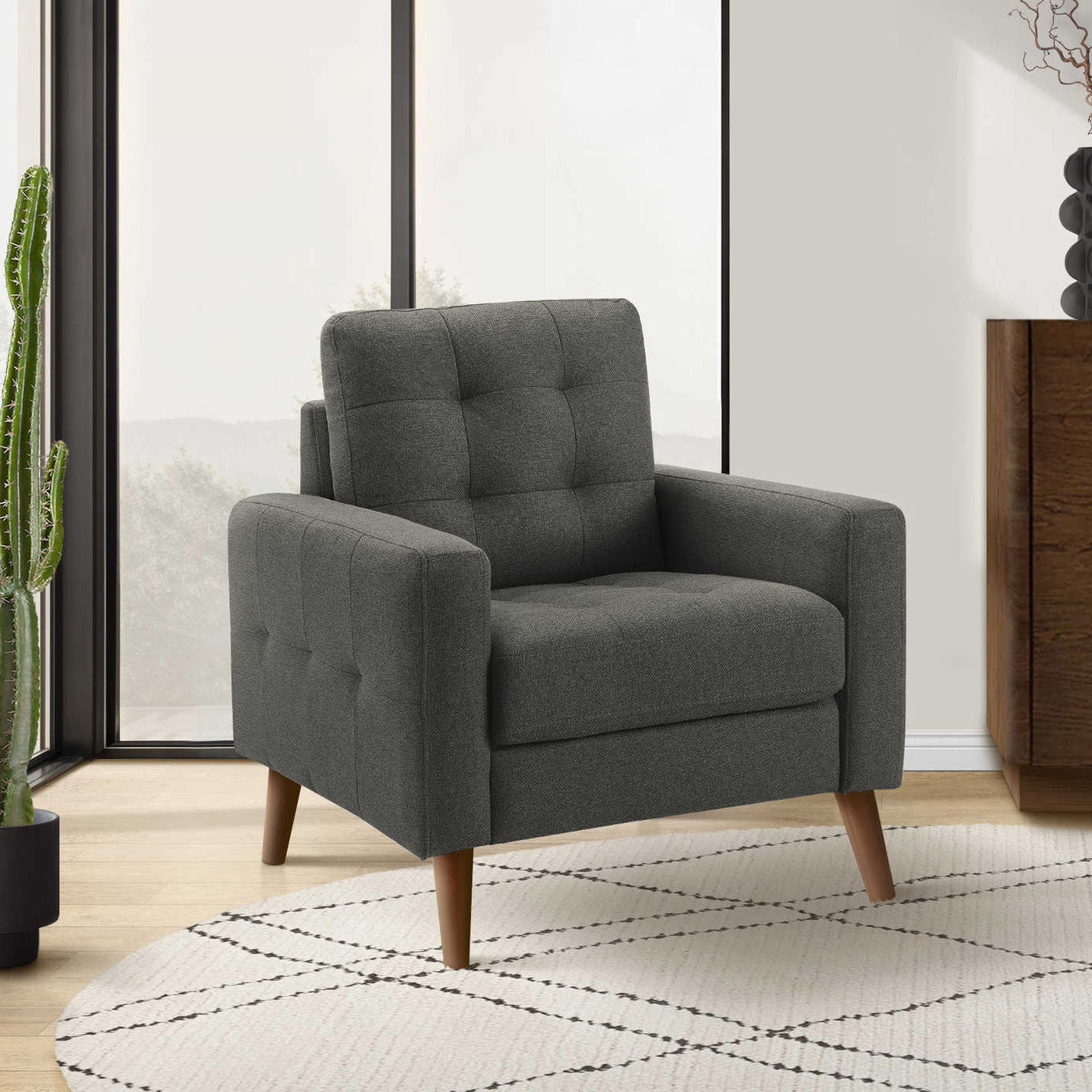 Kinsey - Armchair - Dark Grey Fabric