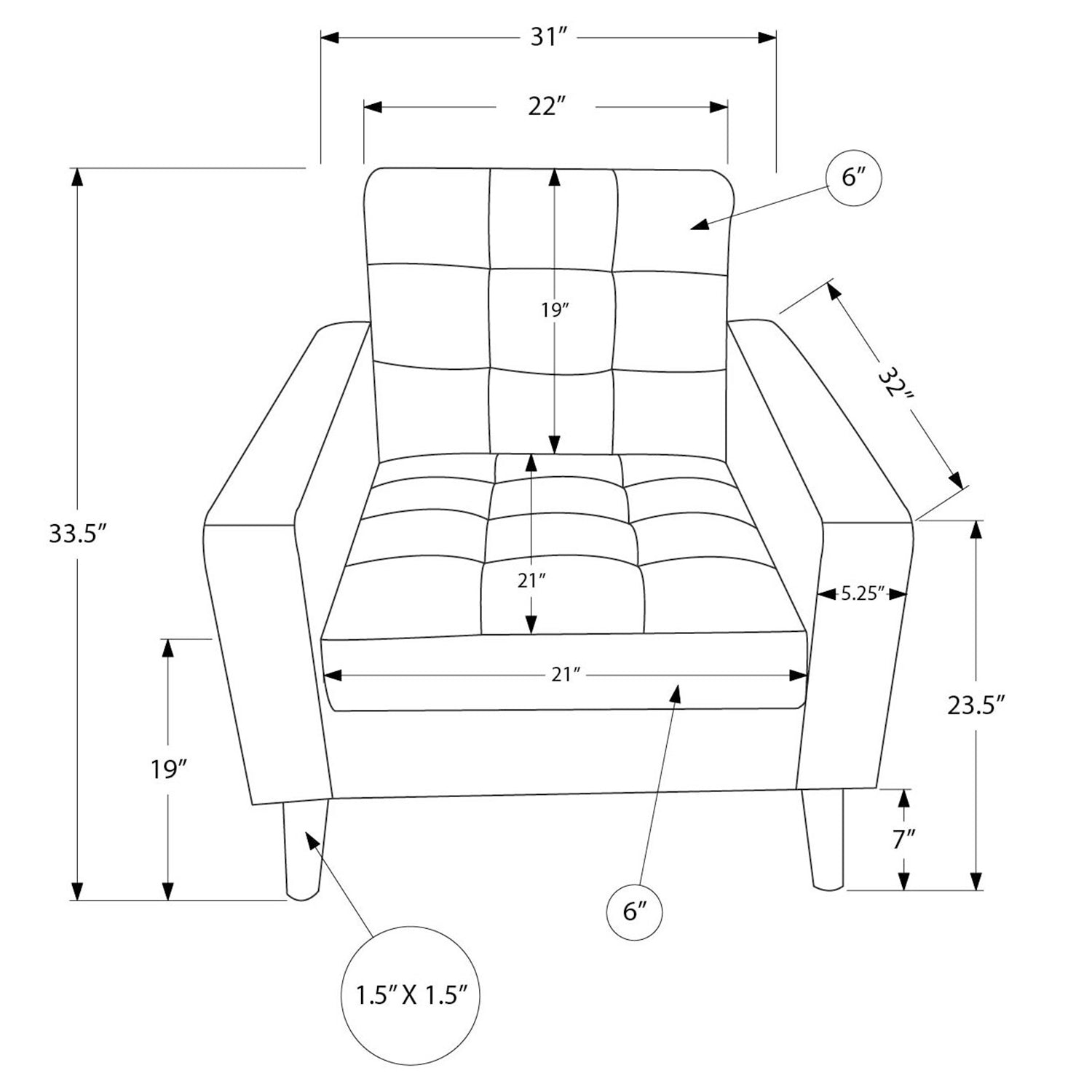 Kinsey - Armchair - Dark Grey Fabric