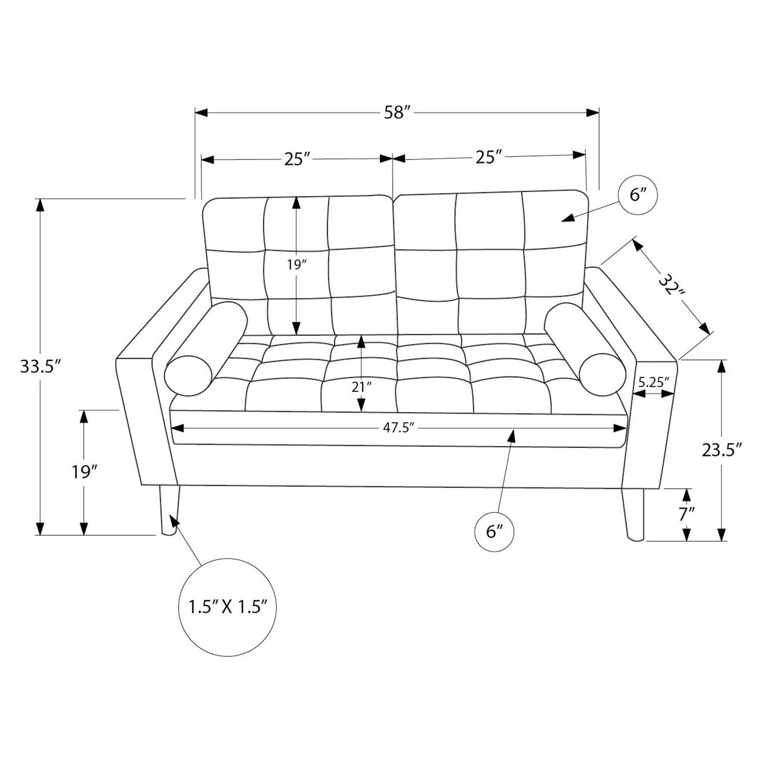 Kinsey - Loveseat - Dark Grey Fabric