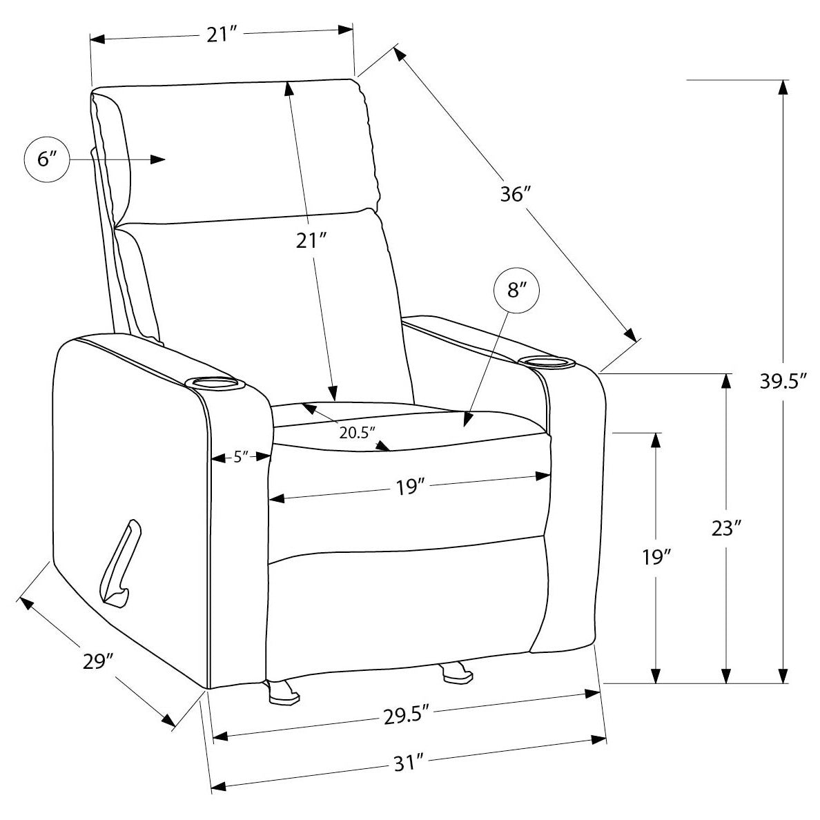 Théo - Fauteuil Inclinable - Gris