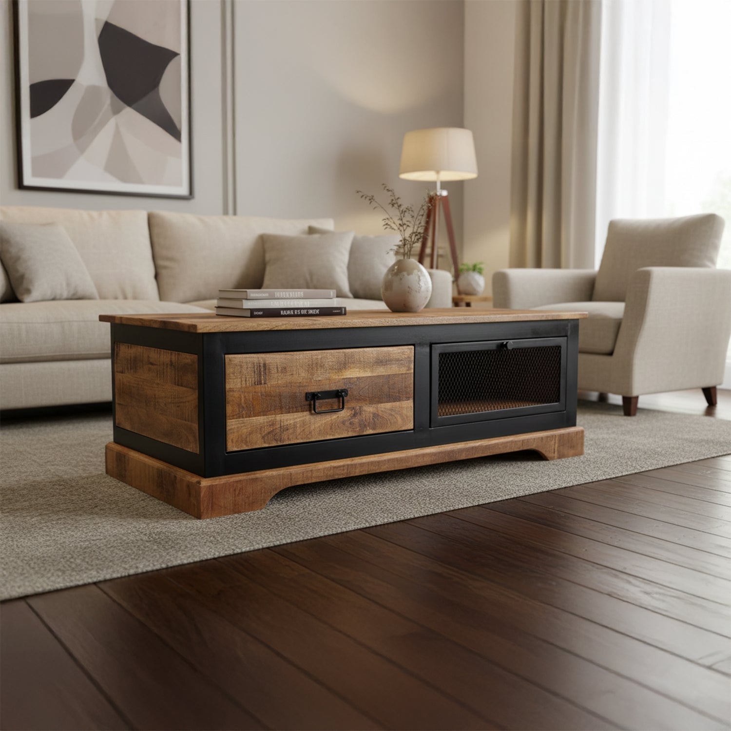 Forge - Table Basse - Bois Massif et Métal