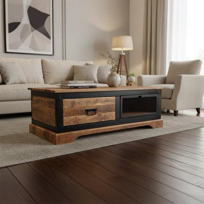 Forge - Table Basse - Bois Massif et Métal