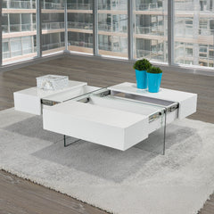 Anna - Coffee Table with Storage - Glossy White