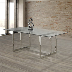 Dining Table - 39"X 78" / Chrome / Tempered Glass