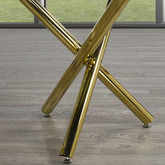 Dining Table - 39" X 70" / Gold Metal / Tempered Glass