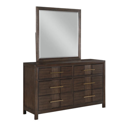 Minora - 6-drawer dresser with mirror - Walnut