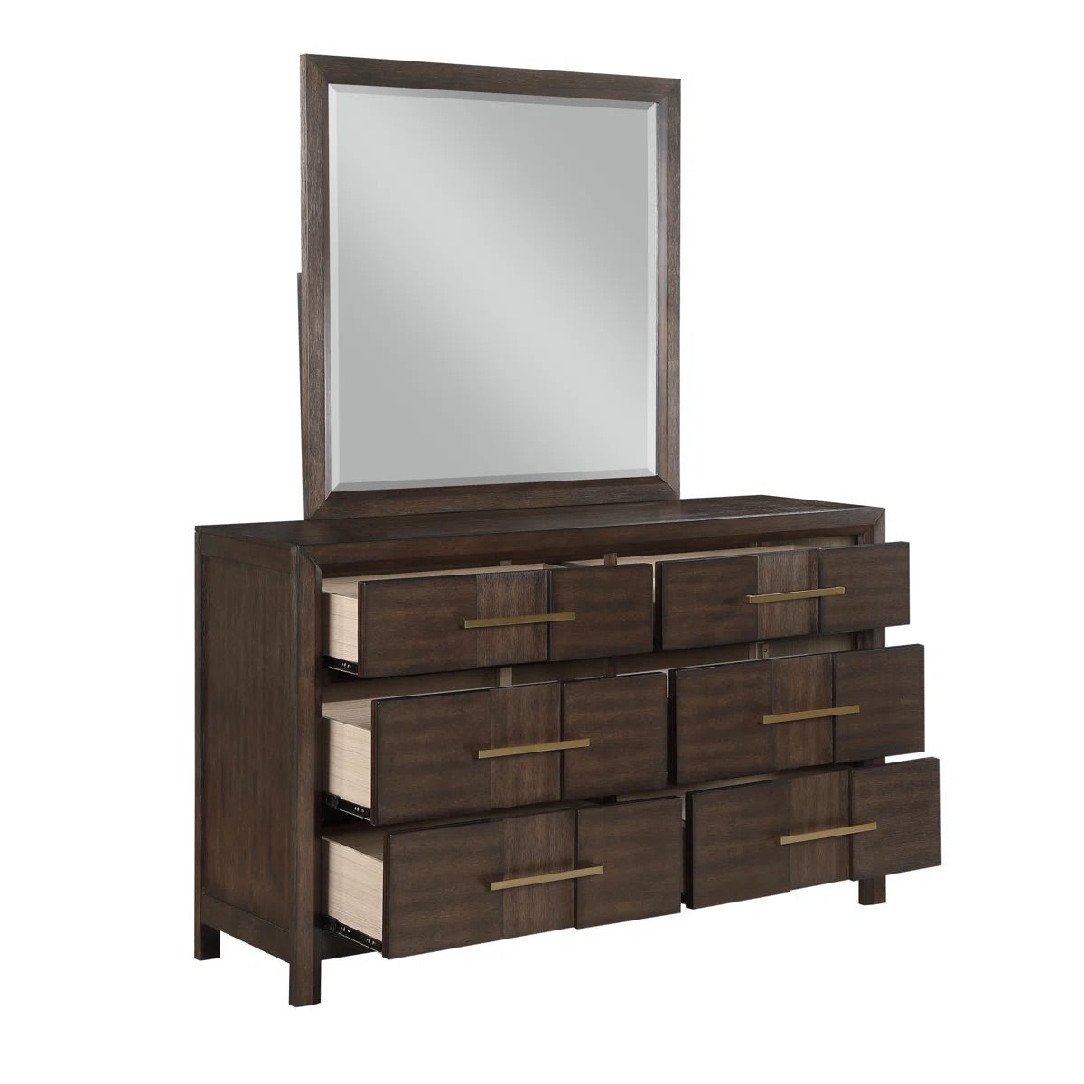 Minora - 6-drawer dresser with mirror - Walnut
