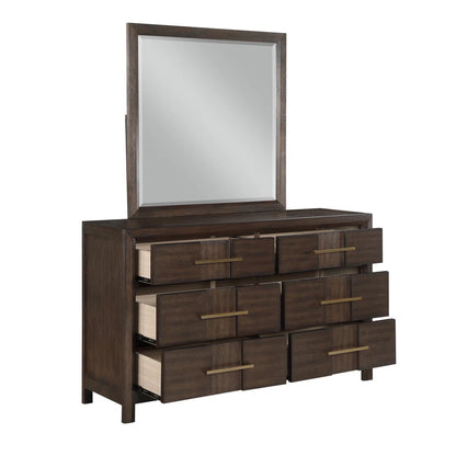 Minora - 6-drawer dresser with mirror - Walnut
