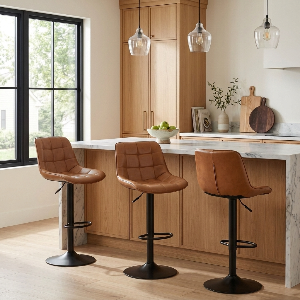 Aurora - Tabouret de bar ajustable - Simili-Cuir Brun