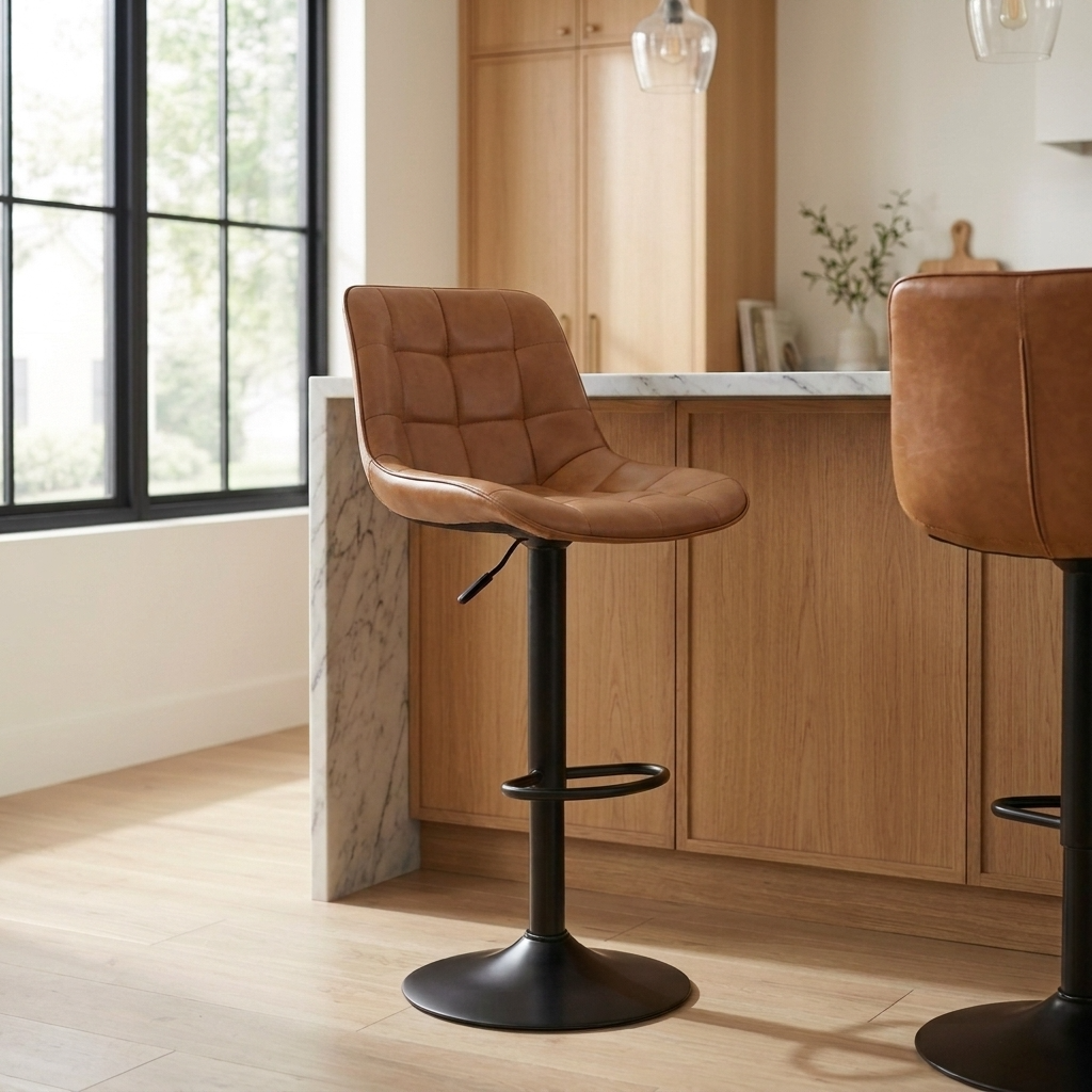 Aurora - Tabouret de bar ajustable - Simili-Cuir Brun