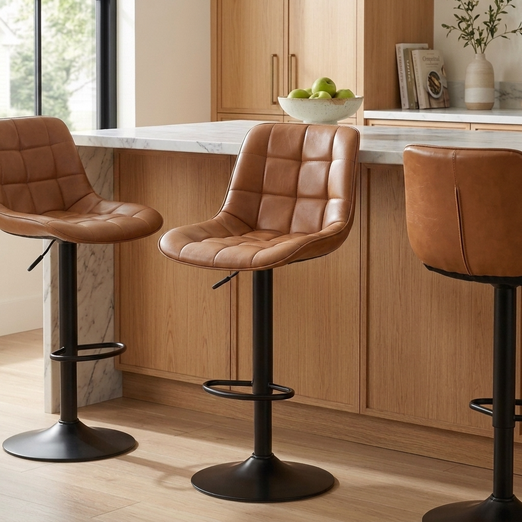 Aurora - Tabouret de bar ajustable - Simili-Cuir Brun