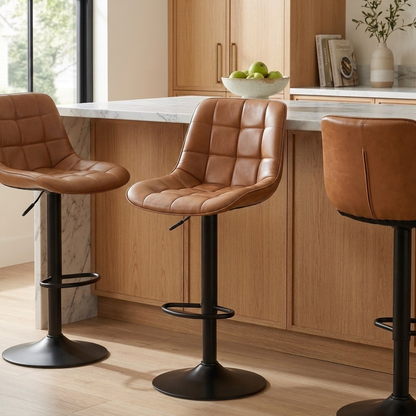 Aurora - Tabouret de bar ajustable - Simili-Cuir Brun