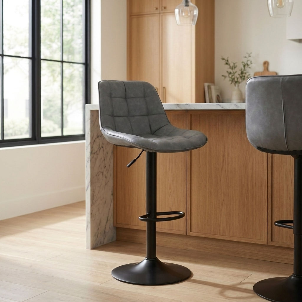 Aurora - Tabouret de bar ajustable - Simili-Cuir Gris