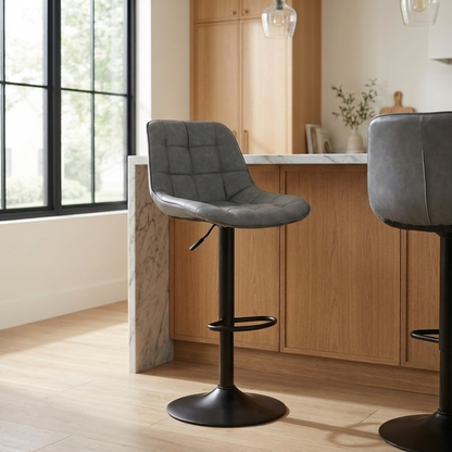 Aurora - Tabouret de bar ajustable - Simili-Cuir Gris
