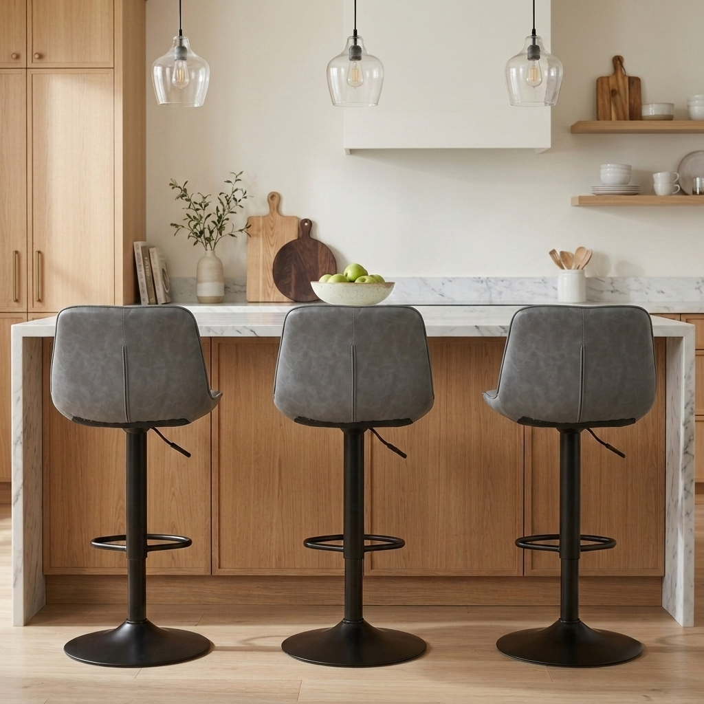 Aurora - Tabouret de bar ajustable - Simili-Cuir Gris