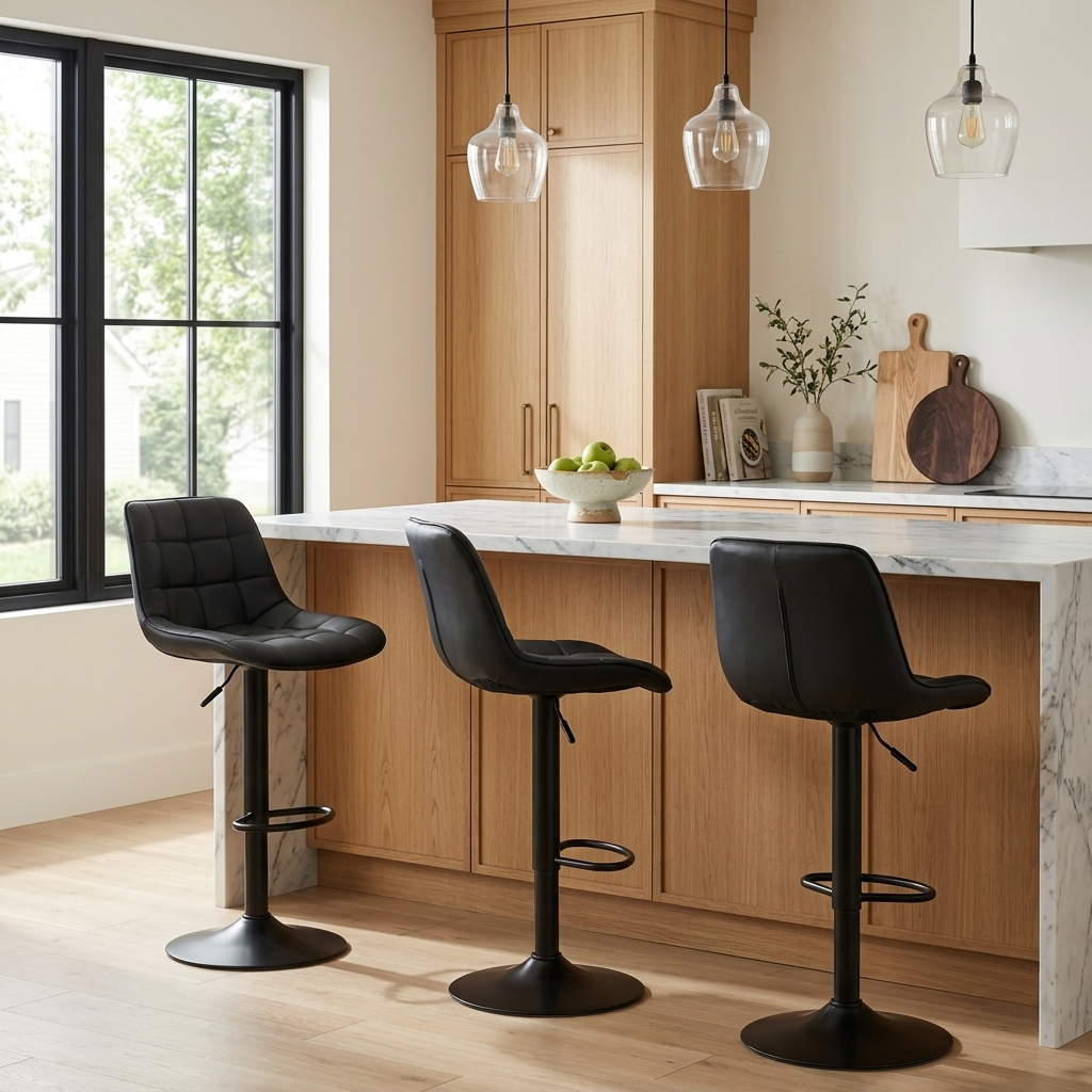 Aurora - Tabouret de bar ajustable - Simili-Cuir Noir