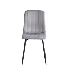 Ensemble de 2 chaises / 36"H / Velour Gris Pâle / Noir