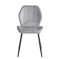 Set of 2 chairs / 35"H / Light Gray Velvet / Black
