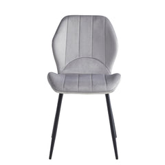 Ensemble de 2 chaises / 35"H / Velour Gris Pâle / Noir