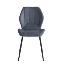 Ensemble de 2 chaises / 35"H / Velour Gris Foncé / Noir