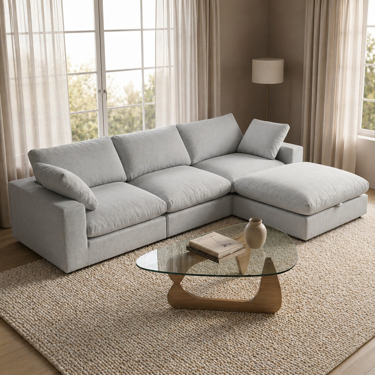 Cozy - Sofa Modulaire Sectionnel - Tissu Gris