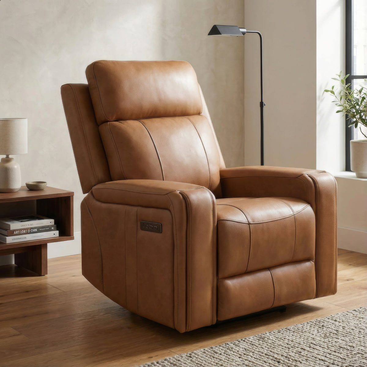 Gavin - Fauteuil inclinable motorisé - Cuir cognac