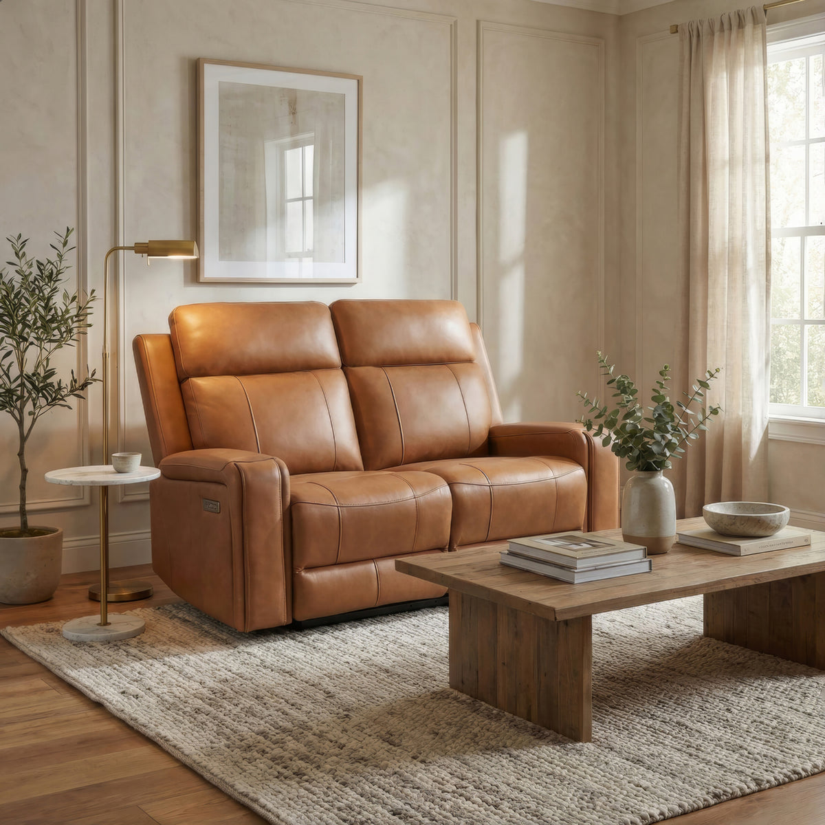 Gavin - Power Reclining Loveseat - Cognac Leather
