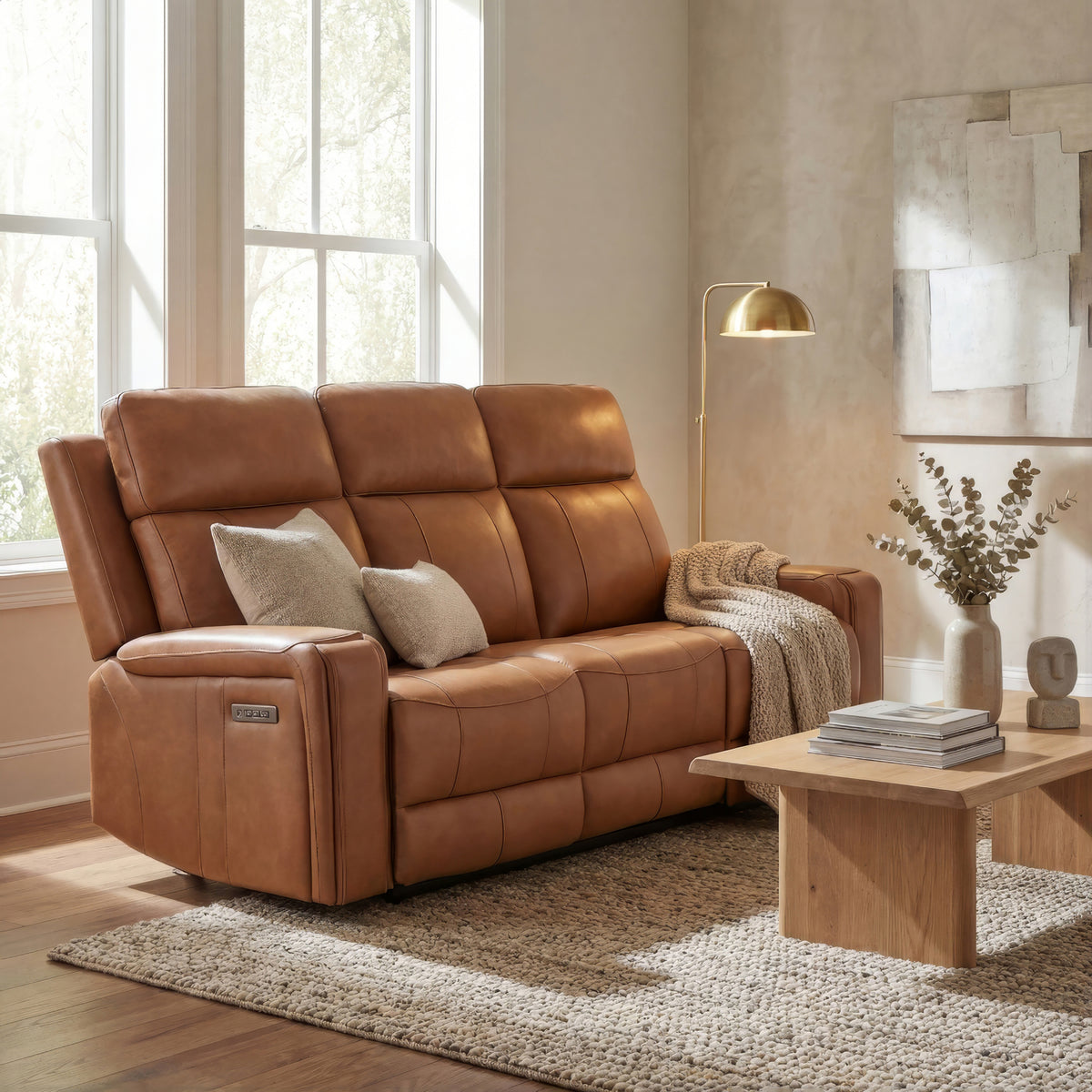 Gavin - Power Reclining Sofa - Cognac Leather