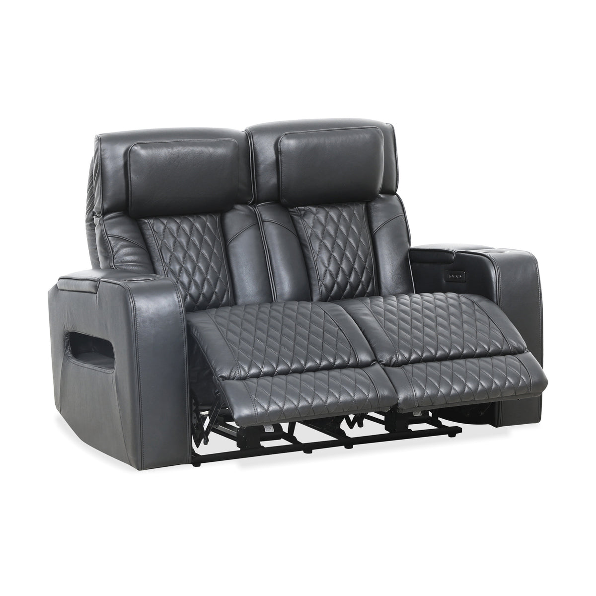 Carver - Causeuse inclinable motorisée - Cuir noir