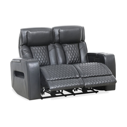 Carver - Causeuse inclinable motorisée - Cuir noir