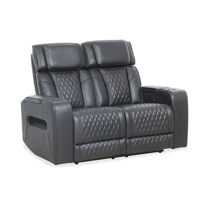Carver - Causeuse inclinable motorisée - Cuir noir