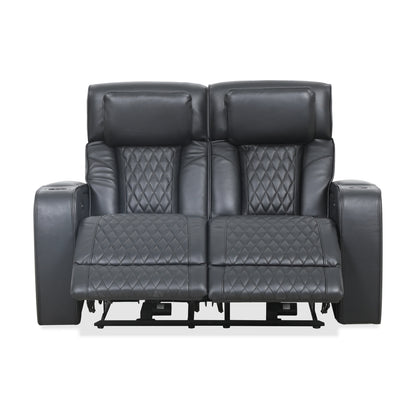 Carver - Causeuse inclinable motorisée - Cuir noir