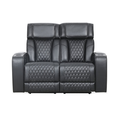 Carver - Causeuse inclinable motorisée - Cuir noir