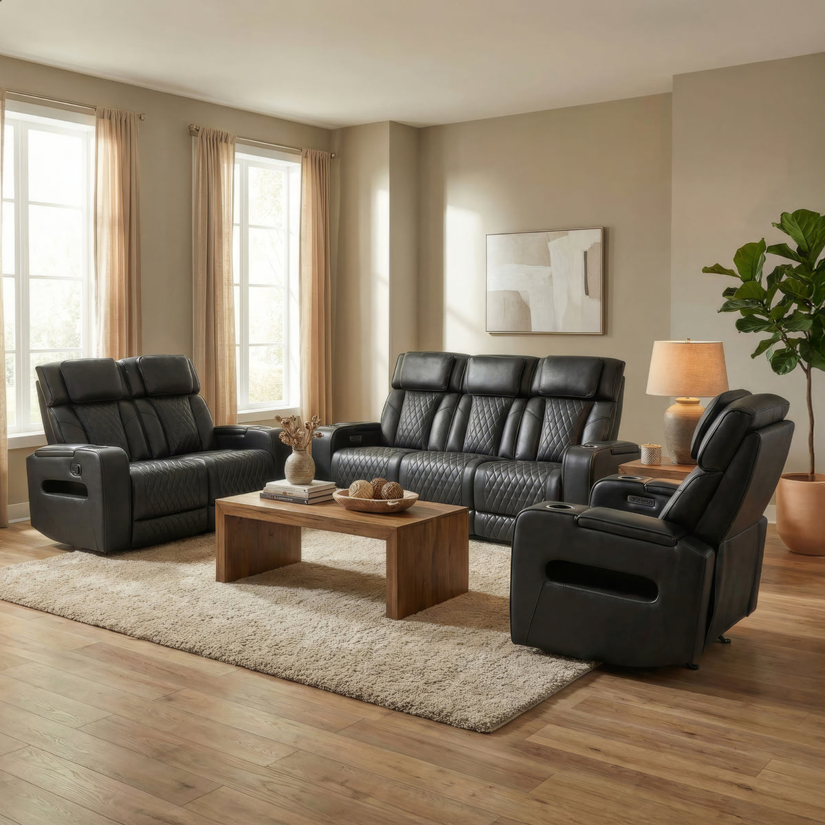 Carver - Power Recliner - Black Leather