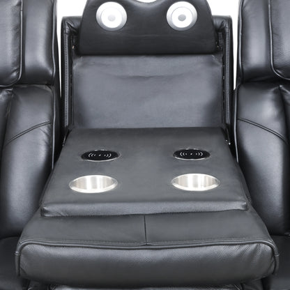 Carver - Power Reclining Sofa - Black Leather