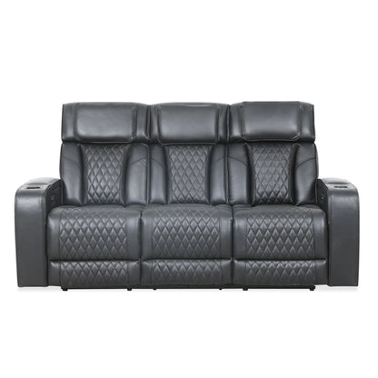 Carver - Power Reclining Sofa - Black Leather