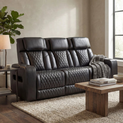Carver - Power Reclining Sofa - Black Leather