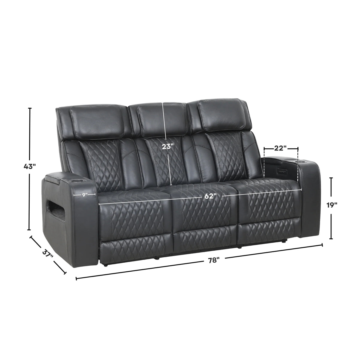 Carver - Power Reclining Sofa - Black Leather