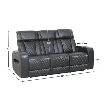 Carver - Power Reclining Sofa - Black Leather