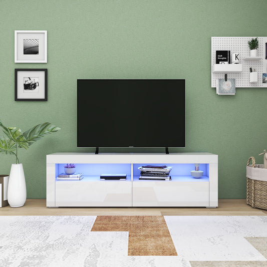 LED TV Stand - Entertainment Unit - High Gloss White - 63in 1600